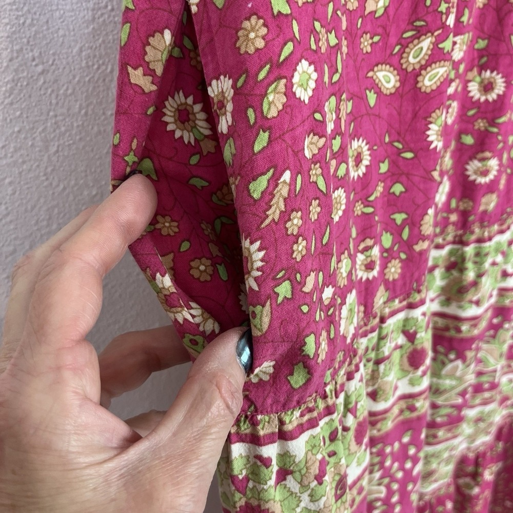 Vermont Country Store Dress S Pink Yellow Cotton Floral Muumuu Dress Housedress - Picture 6 of 10